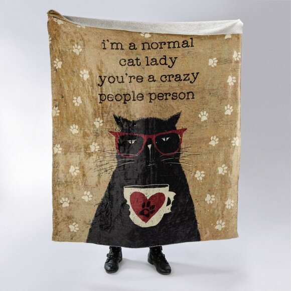 PBK Plush Throw Blanket I'm A Normal Cat Lady You're Crazy People Person Gift - Picture 1 of 3